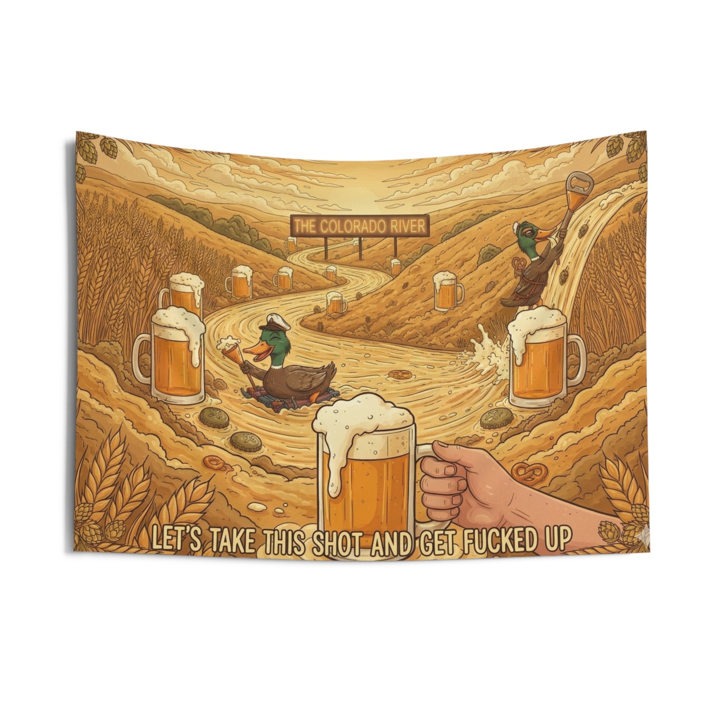 Let’s Take This Shot Wall Tapestry – Funny River Beer Drinking Decor