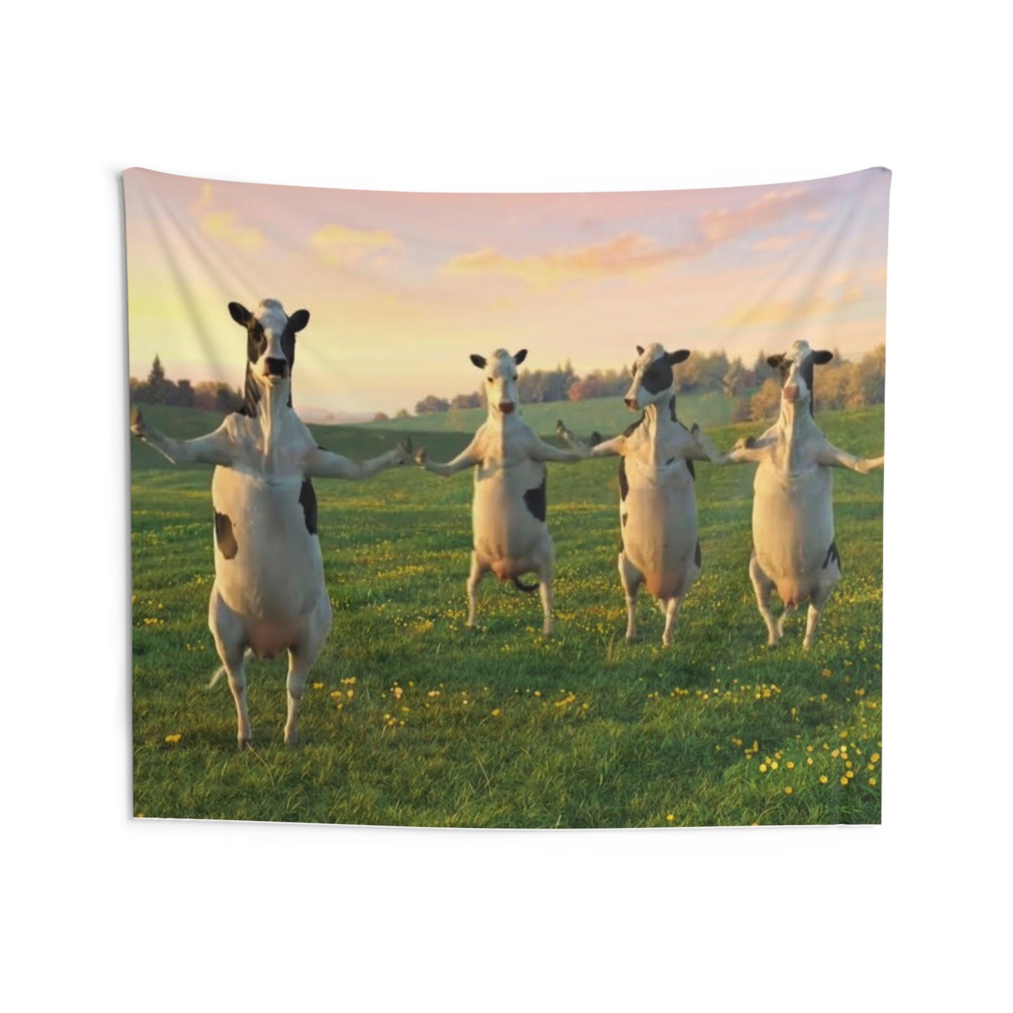 Cow Sunset Wall Tapestry - Pastoral Indoor Decor for Farmhouse, Living Room & Nursery