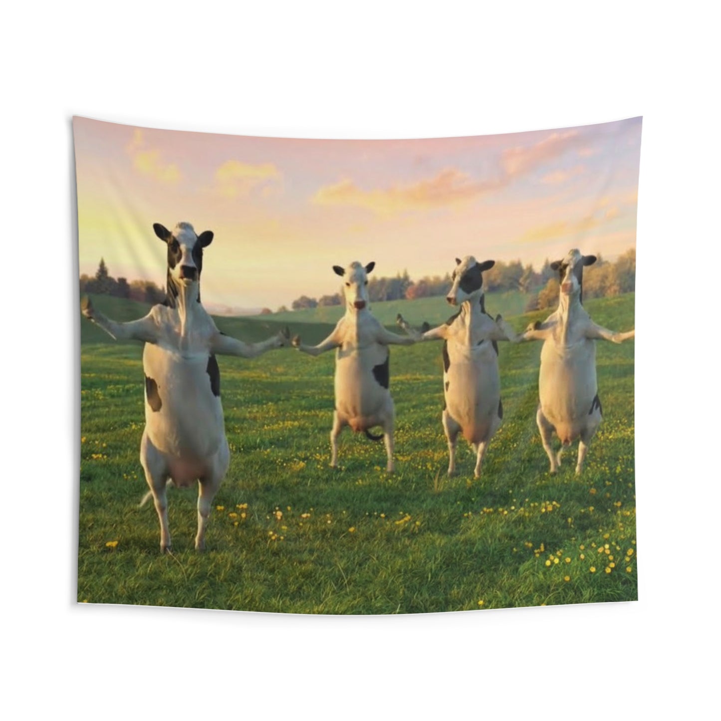 Cow Sunset Wall Tapestry - Pastoral Indoor Decor for Farmhouse, Living Room & Nursery