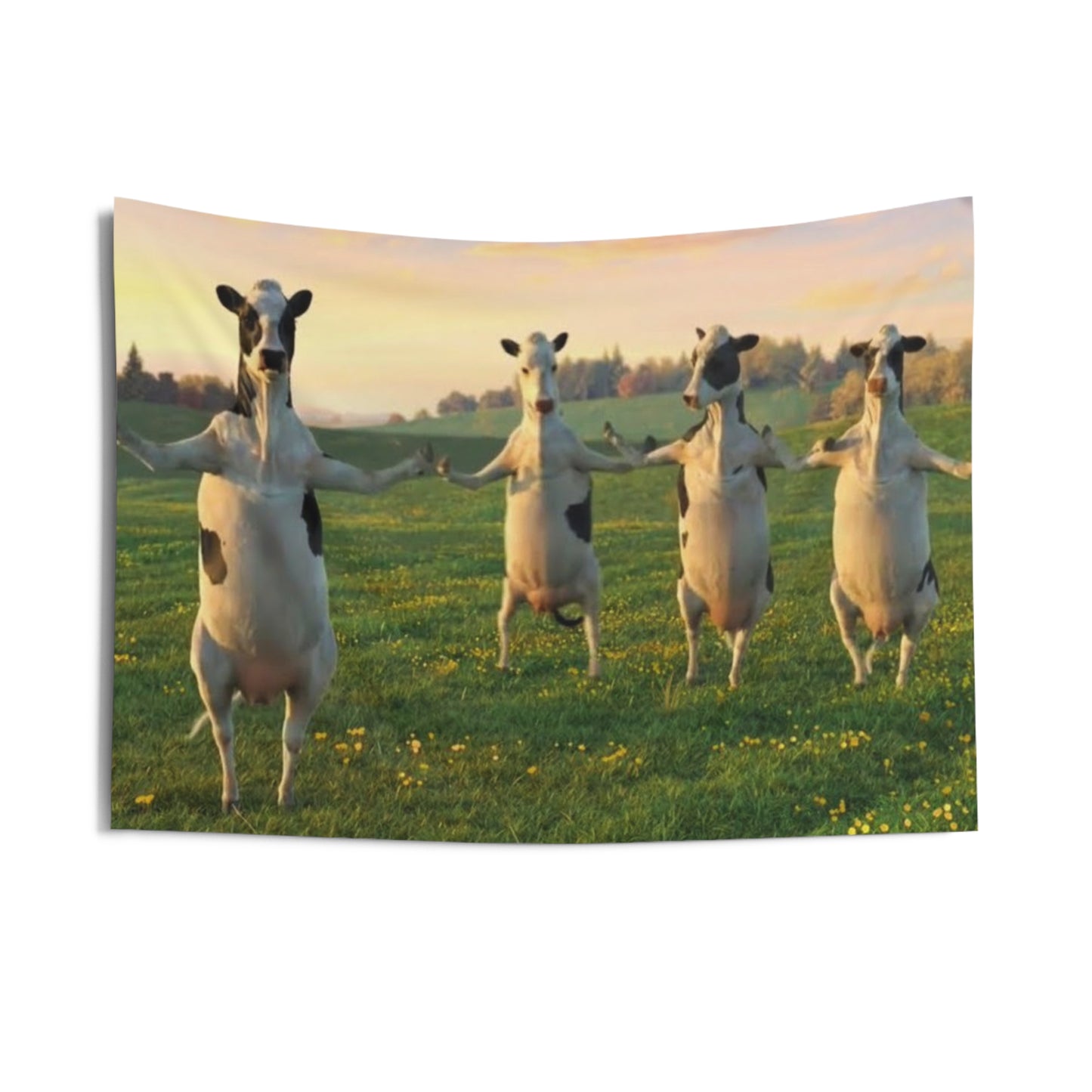 Cow Sunset Wall Tapestry - Pastoral Indoor Decor for Farmhouse, Living Room & Nursery