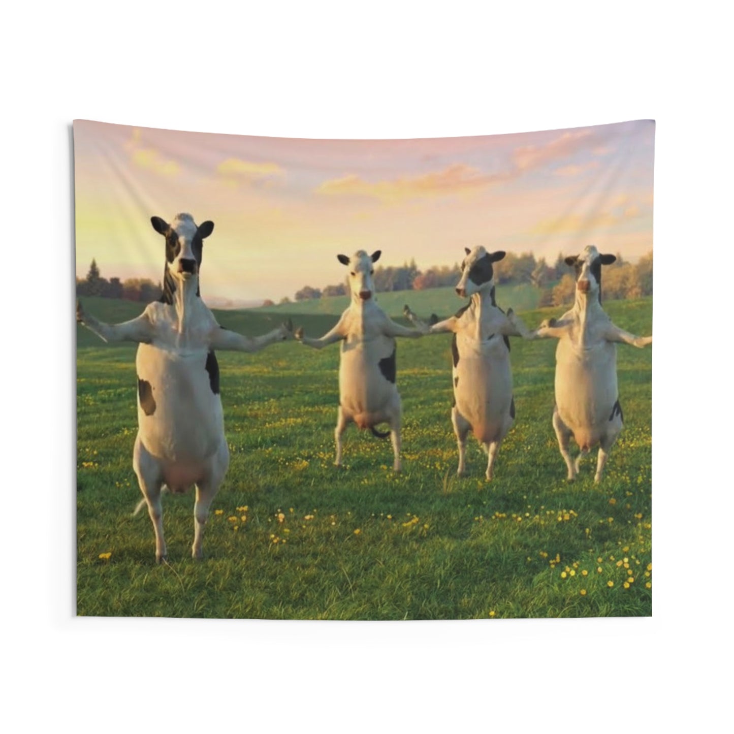 Cow Sunset Wall Tapestry - Pastoral Indoor Decor for Farmhouse, Living Room & Nursery